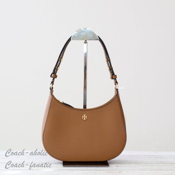 NWT Tory Burch Emerson Saffiano Leather Shoulder Bag in Moose - Picture 1 of 12